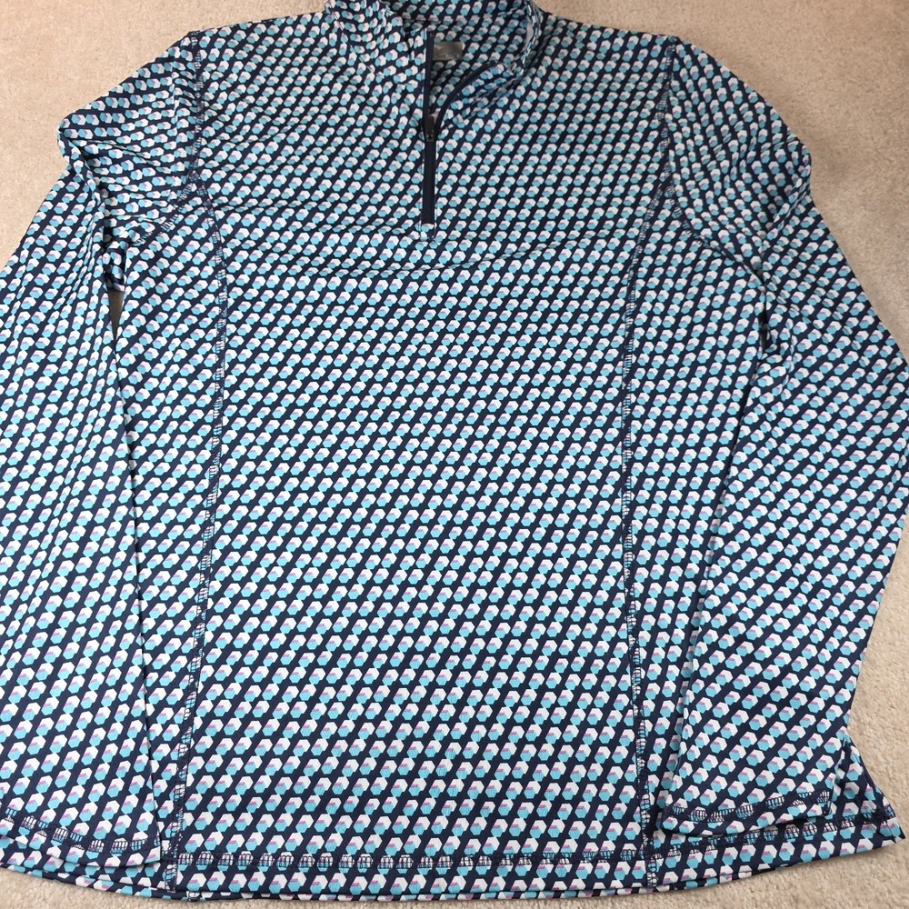 Callaway Weather Series Golf Top Womens L Blue Geometric 1/4 Zip Pullover - Picture 2 of 10